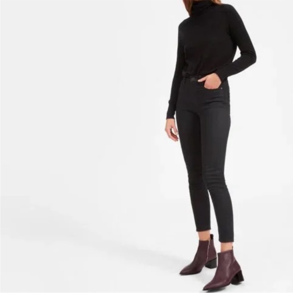 Everlane The Boss Ankle Boot Leather Pointed Toe Chunky Heel Burgundy Size 7.5 - Picture 11 of 11